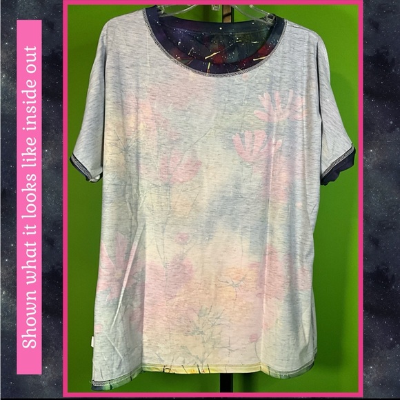 NWT 2X CAMISA GALAXY BLUE PAINT-SPLATTER & FLORAL PRINT BEAUTIFUL & UNIQUE TOP - Picture 10 of 13